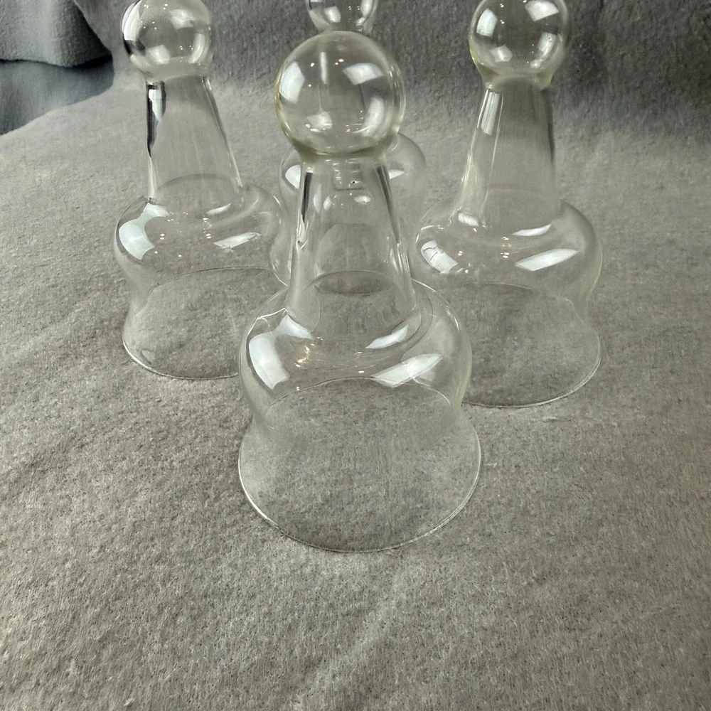 Vintage Set of 4 Clear Glass Smoke Bell Cloches 4.5